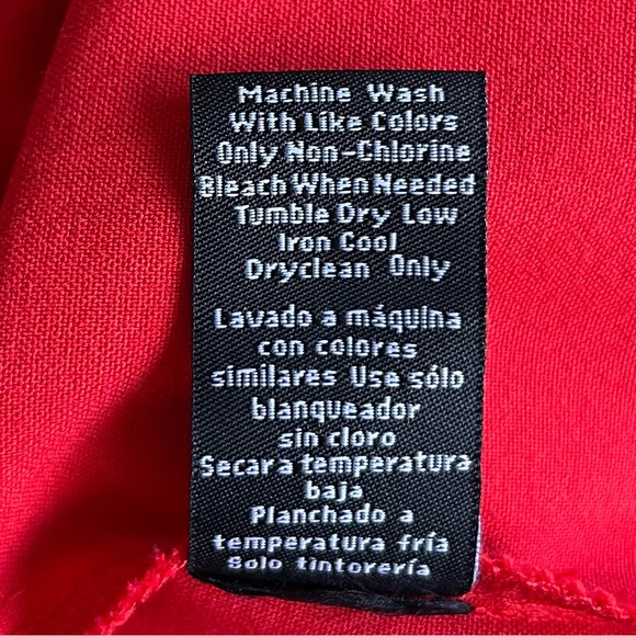 •Sheragano• Tomato Red Zip Front Shirt Dress - Size 12 - Picture 9 of 10